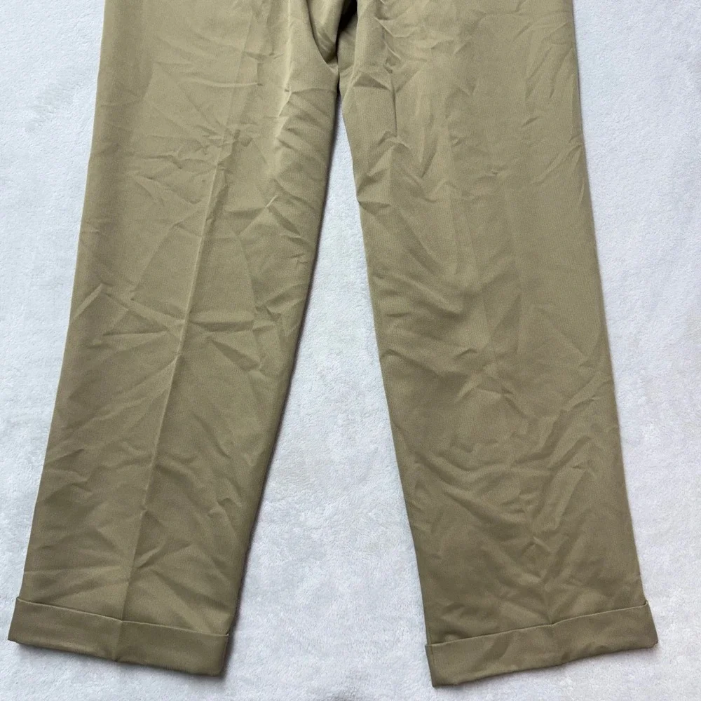 Dockers Mens Khaki Tan Microfiber Pleated Cuffed Dress Pants 36x32